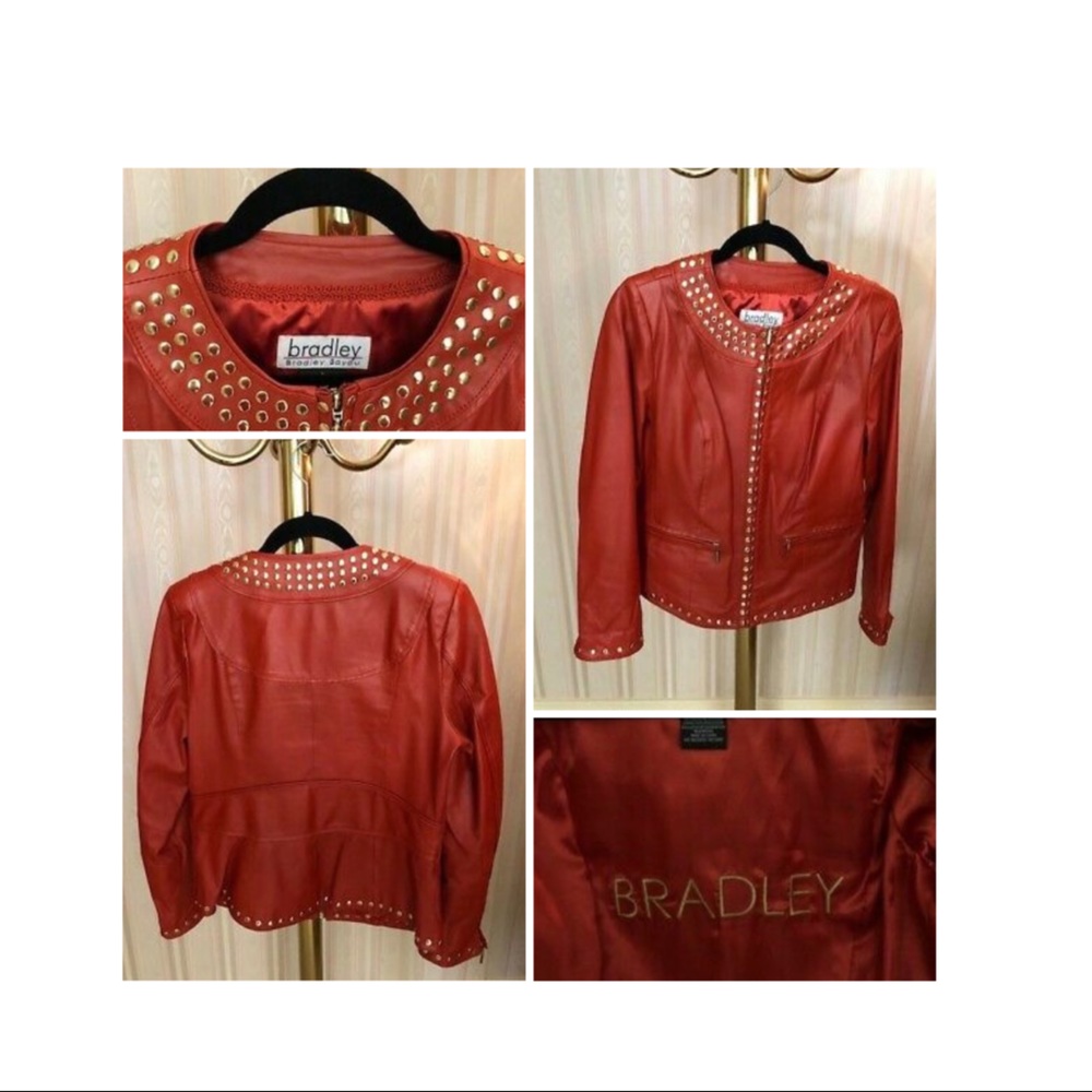 Women's Leather Jacket, Mandarin Orange, 1X